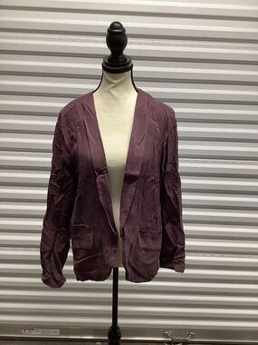 Anthropologie Elevenses Whitby Tencel Open Blazer, Plum, Size 12 EUC